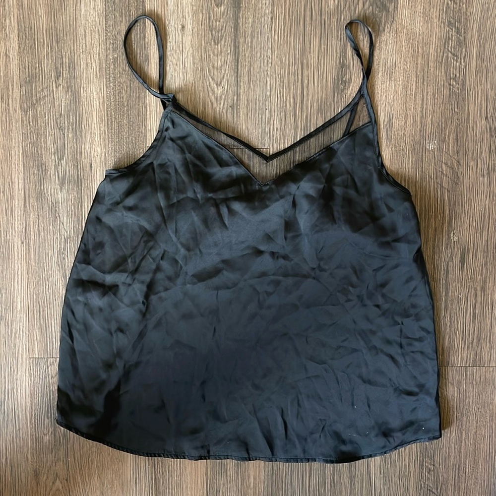 Black silk-like tank top
